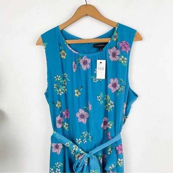 NWT Lane Bryant Blue Floral Chiffon Midi Dress Sz 22 - Picture 5 of 11